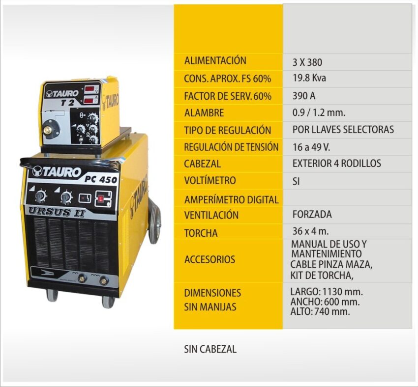 Soldadora semiautomáica PC-450 T2-4 URSUS